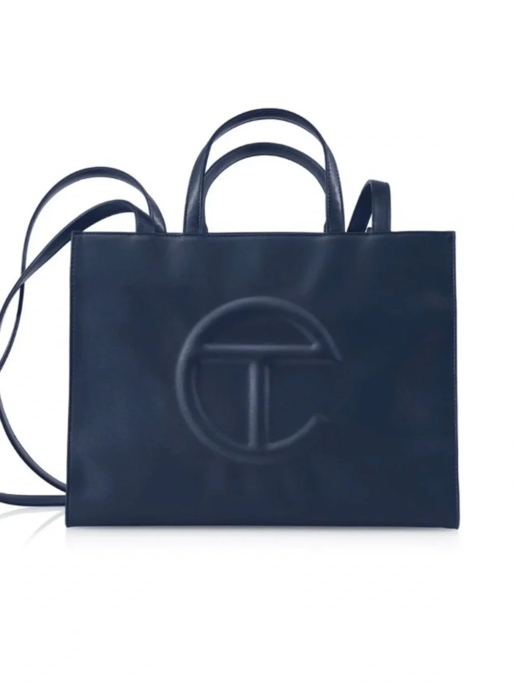 Telfar medium Navy Leather Top-Handle Tote